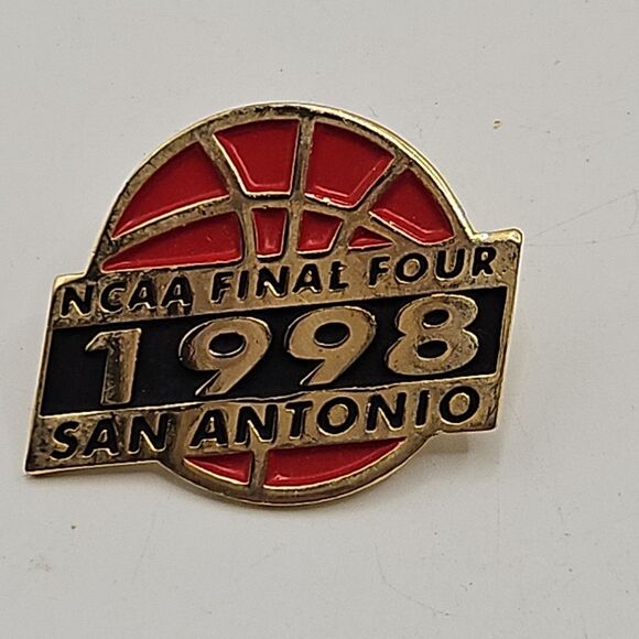 Vtg 1998  NCAA BASKETBALL FINAL FOUR ENAMEL Basketball Shaped PIN SAN ANTONIO - Picture 1 of 14